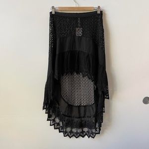 Free People New Romantics Hi-Low Crochet Skirt
